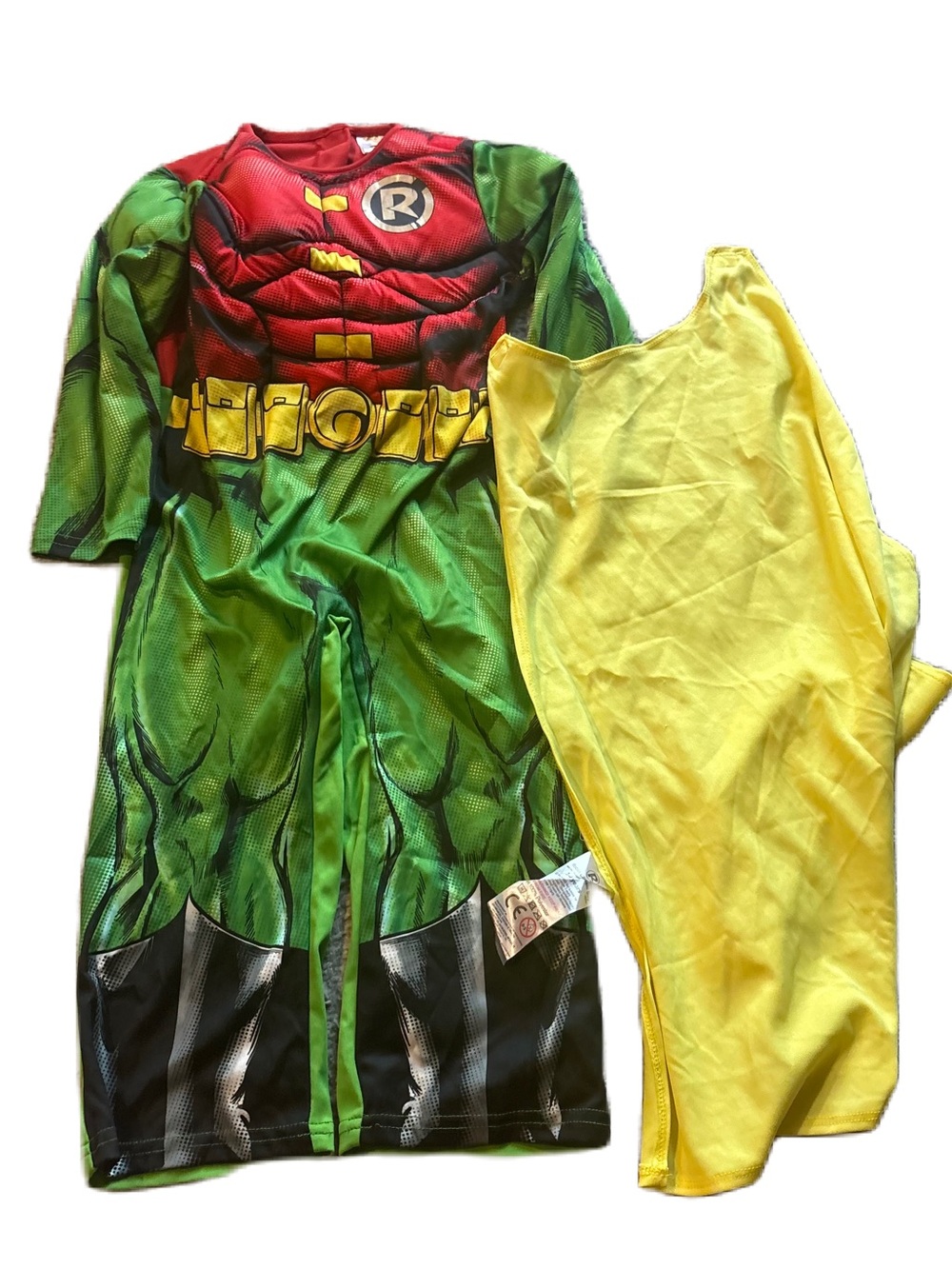 Robin Muscle Chest Costume with Yellow Cape Sz 3 4 Batman Halloween